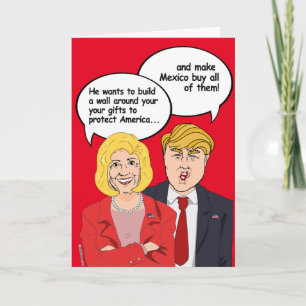 Carte d'anniversaire Hillary vs Trump - Un mur aut