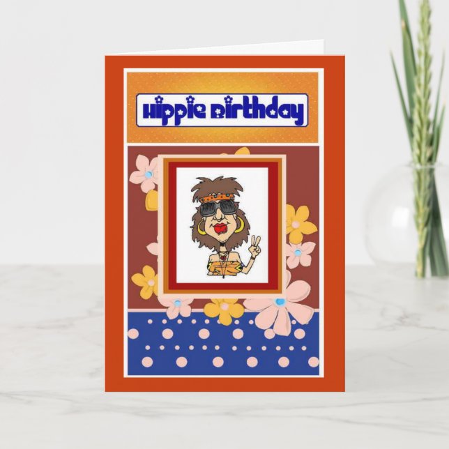 Carte d'anniversaire hippie (Devant)