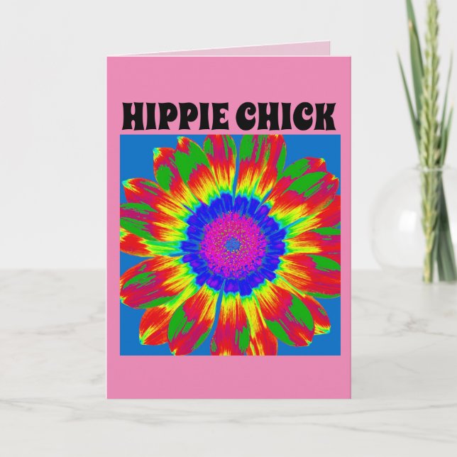 CARTE D'ANNIVERSAIRE HIPPIE CHICK (Devant)