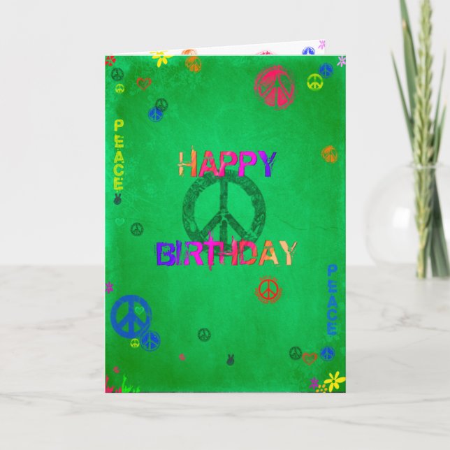 Carte d'anniversaire hippie heureuse (Devant)