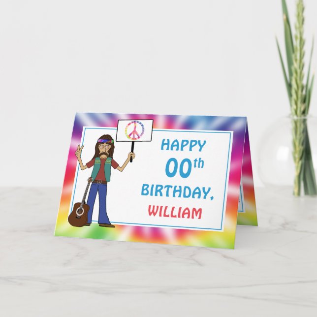 Carte d'anniversaire Hippie Hippie Tie Dye (Devant)