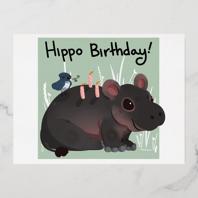 Carte d'anniversaire Hippo (Recto)