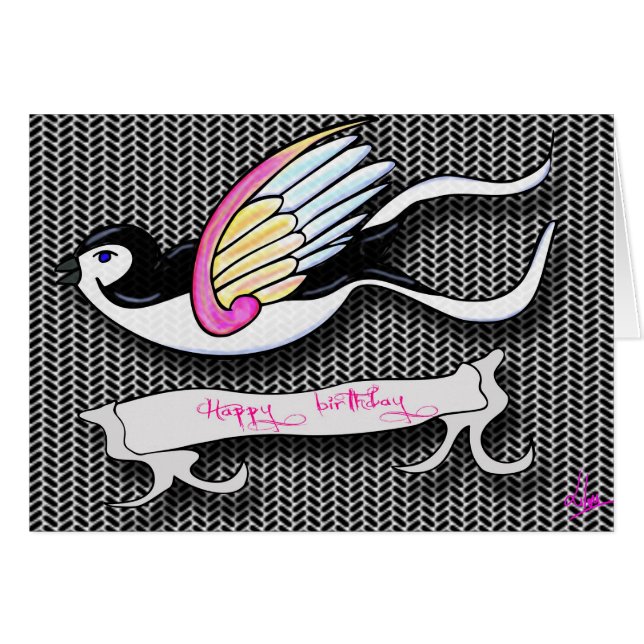 Carte d'anniversaire Hirondelle (Devant horizontal)