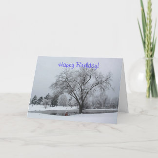 CARTE D'ANNIVERSAIRE, HIVER, NEIGE