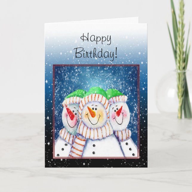 Carte d'anniversaire hivernale (Devant)