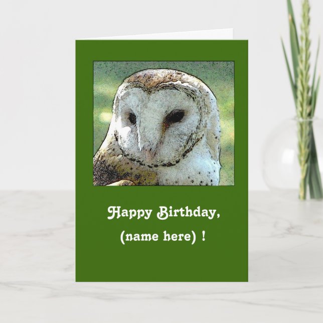 Carte d'anniversaire hululante personnalisée de (Devant)