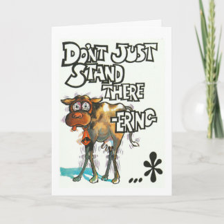Carte d'anniversaire, humoristique, avec vache tre