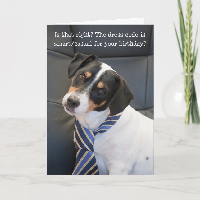 Carte d'anniversaire humoristique - Chien vérifian (Devant)