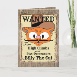 Carte d'anniversaire Humoristique Cowboy Chat Hors