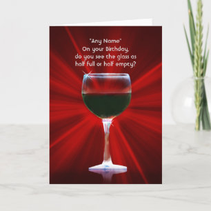Carte d'anniversaire humoristique de vin avec le