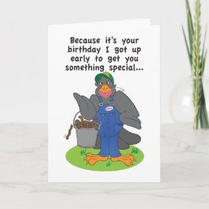 Carte d'anniversaire humoristique d'oiseau tôt