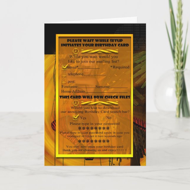Carte d'anniversaire humoristique d'ordinateur (Devant)