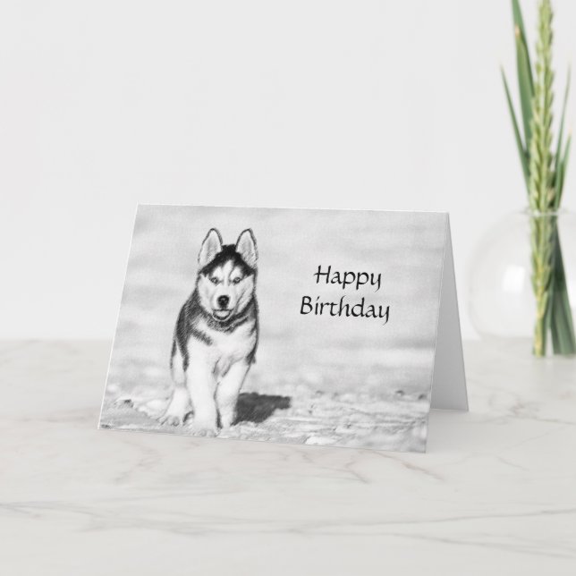 Carte d'anniversaire Husky Joyeux (Devant)