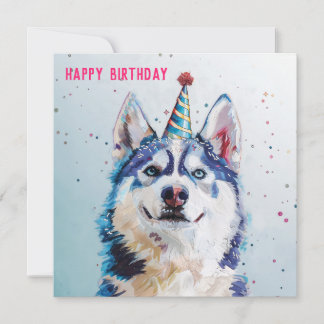 Carte d'anniversaire Husky / Malamute