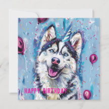 Carte d'anniversaire Husky / Malamute