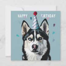 Carte d'anniversaire Husky / Malamute