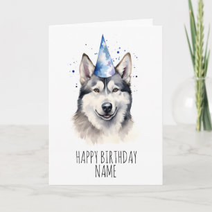 Carte d'anniversaire Husky Watercolor