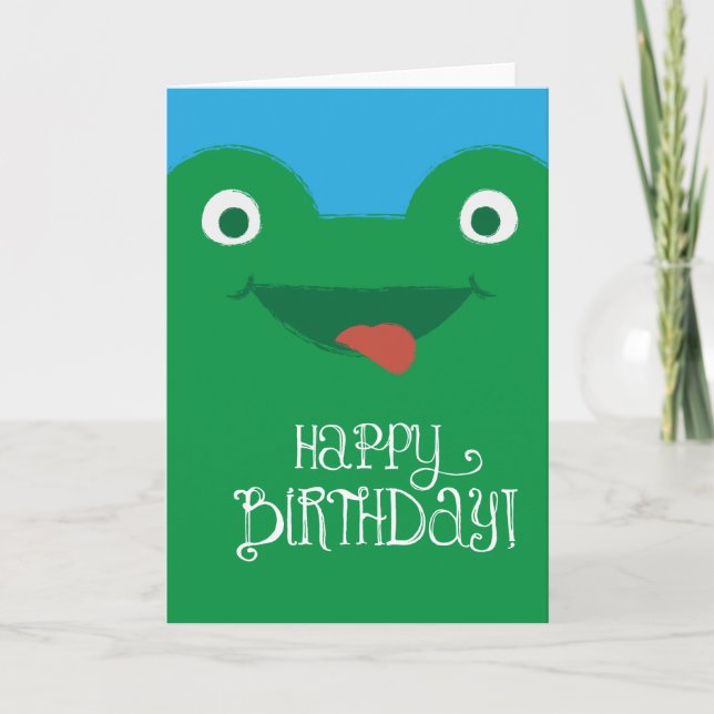 Carte d'anniversaire idiote mignonne de grenouille (Devant)