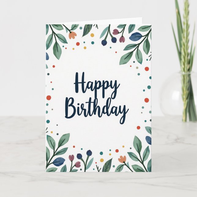 Carte d'anniversaire Indigo Script (Devant)