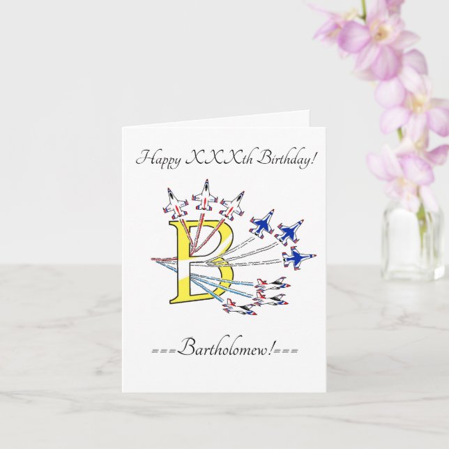 Carte d'anniversaire initiale B Thunderbirds (Orchidée)