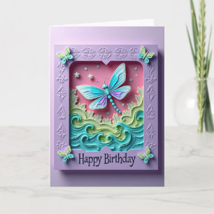 Carte d'anniversaire Insecte Rose Rêveur