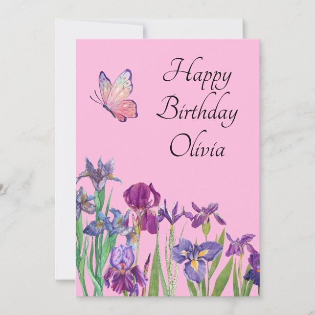 Carte d'anniversaire Iris Pumila (Devant)
