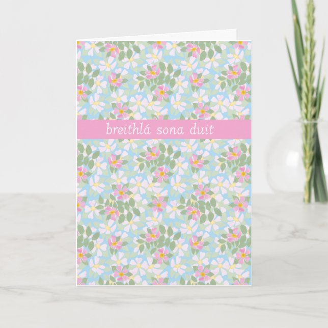 Carte d'anniversaire irlandaise : Dogrots roses su (Devant)
