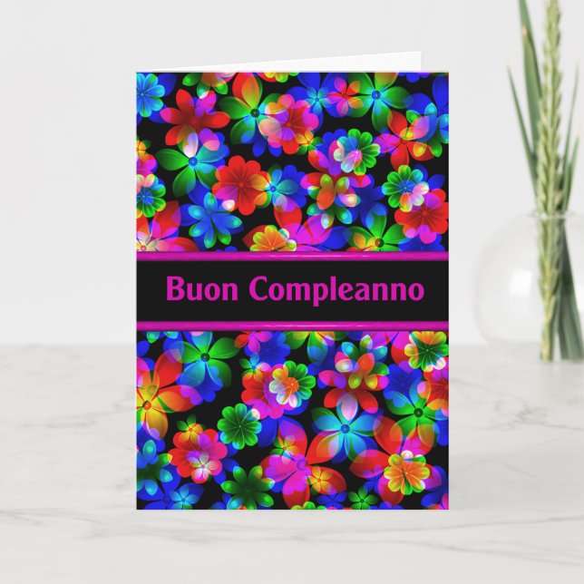 Carte d'anniversaire italienne de Buon Compleanno (Devant)