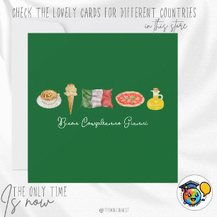 Carte d'Anniversaire Italienne Heureuse, Carte Buo