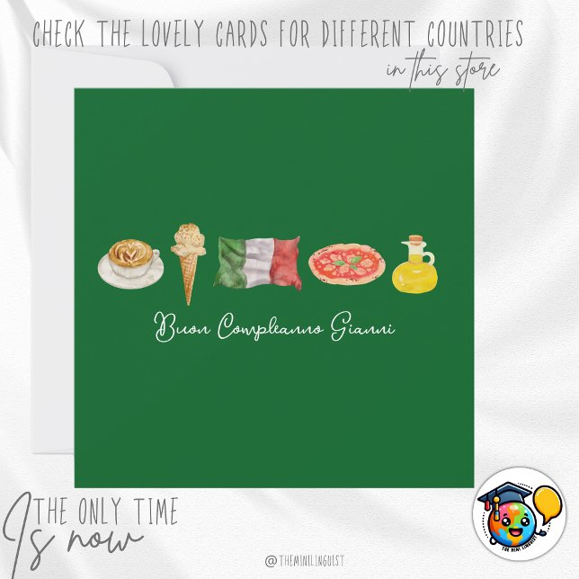 Carte d'Anniversaire Italienne Heureuse, Carte Buo (Créateur téléchargé)