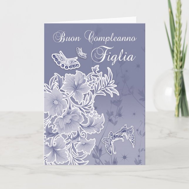 Carte d'anniversaire italienne pour fille floral e (Devant)