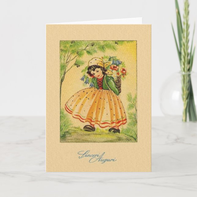 Carte d'anniversaire italienne vintage Sinceri Aug (Devant)