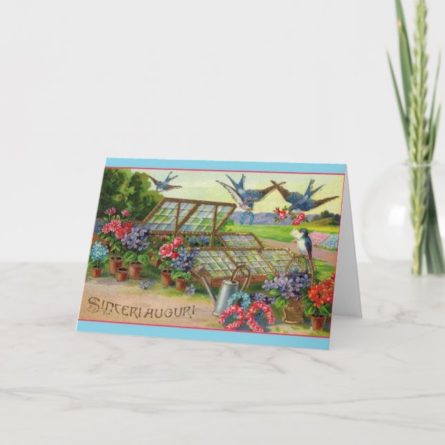 Carte d'anniversaire italienne vintage Sinceri Aug (Devant)
