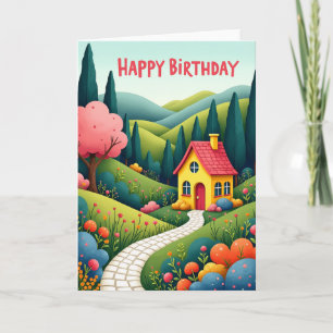 Carte d'anniversaire Jardin Fantaisiste