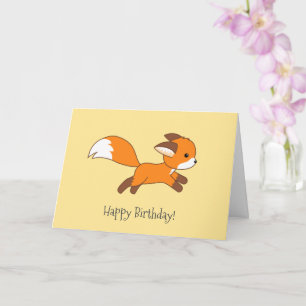 Carte d'anniversaire Jaune Renard Coureur