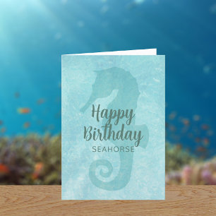 Carte d'anniversaire jolie hippocampe