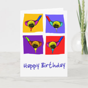 Carte d'anniversaire jouante au golf des hommes