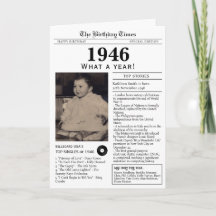 Carte d'anniversaire Journal 1946 80 ans