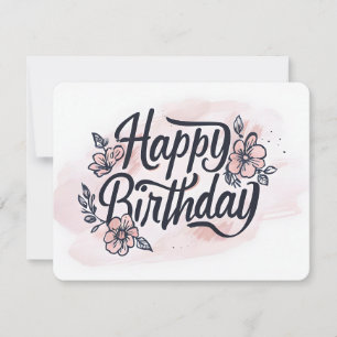 Carte d'anniversaire joyeuse à la main brosse Flor