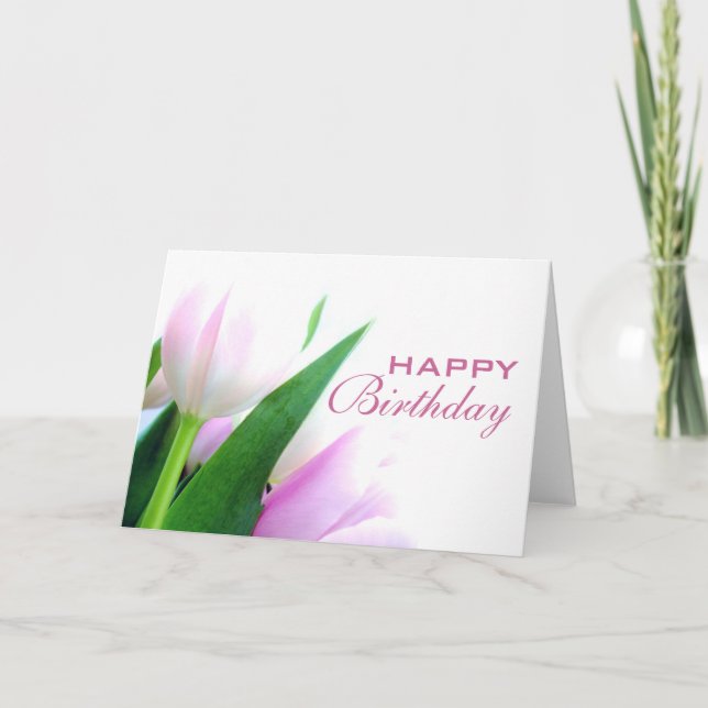 Carte d'anniversaire joyeuse aux tulipes (Devant)