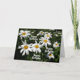 Carte d'anniversaire joyeuse avec des pâquerettes