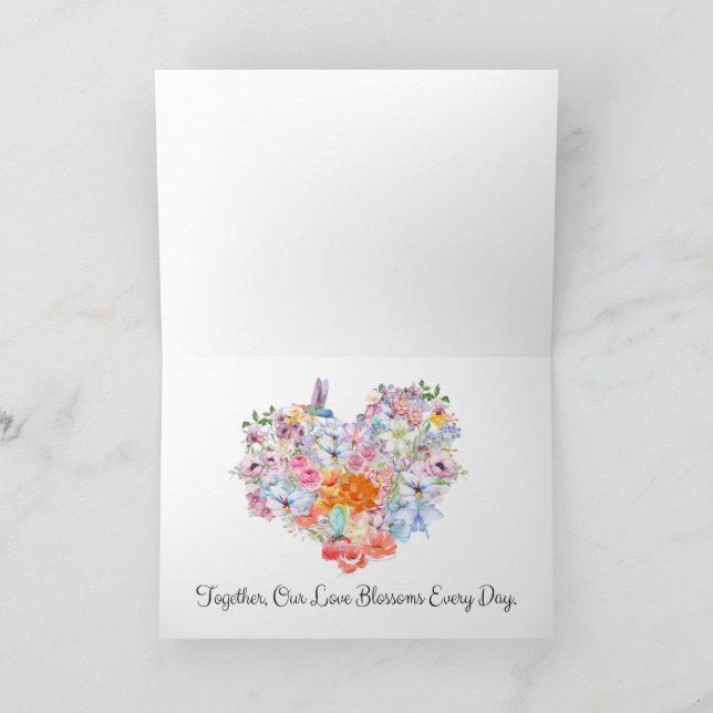 Carte d'anniversaire joyeuse - Coeur floral romant (Intérieur)