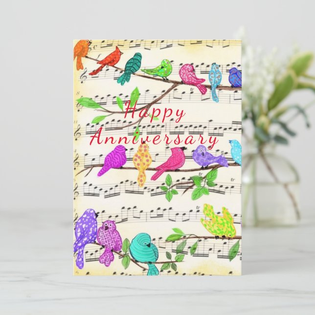 Carte d'anniversaire joyeuse Colorful Musical mign (Debout devant)