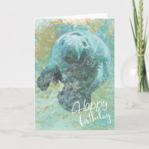 Carte d'anniversaire joyeuse de Manatee peint