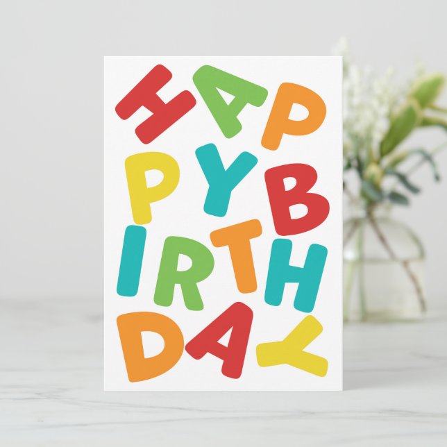 Carte d'anniversaire joyeuse - Lettres jumelées (Debout devant)