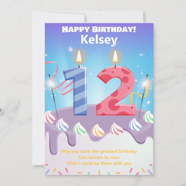 Carte d'anniversaire joyeuse pour 12 ans personnal (Devant)