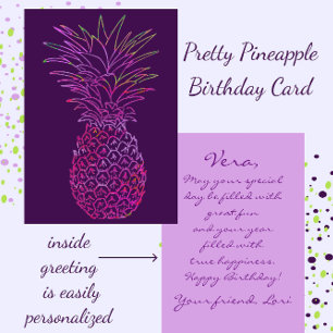 Carte d'anniversaire joyeuse pour ananas lumineux