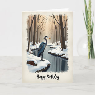 Carte d'anniversaire joyeuse pour oiseau d'hiver