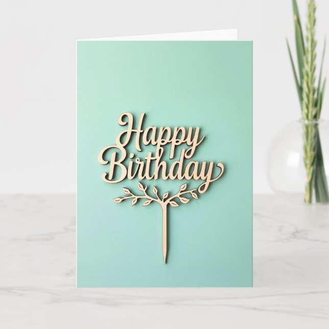 Carte d'anniversaire Joyeux Bois Script (Devant)