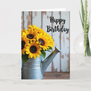 Carte d'anniversaire Joyeux Jaune Fleurs